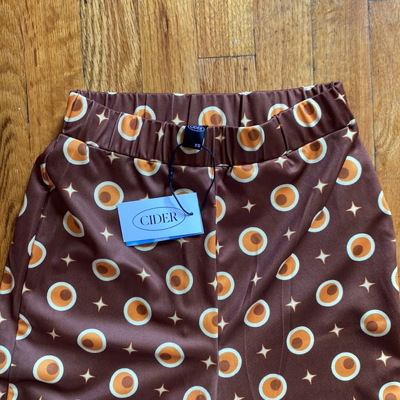 Cider Retro Brown Patterned Flare Trouser Pants - Picture 8 of 8